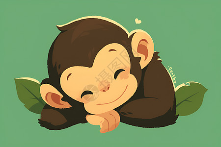 熟睡的卡通猴子图片