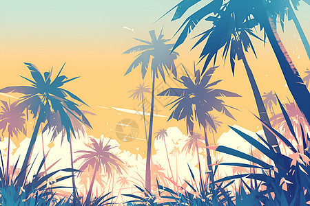 椰林小岛背景图片