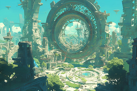 科幻的未来之城背景图片
