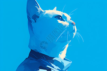 蓝猫仰望蓝天图片