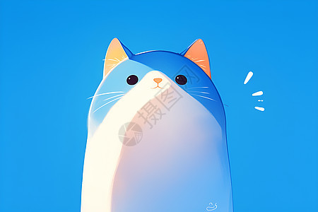 蓝色背景中的可爱猫图片