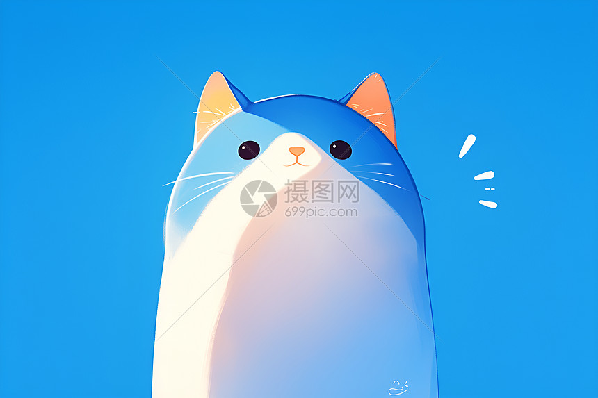 蓝色背景中的可爱猫图片