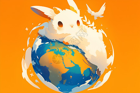 地球上的兔子背景图片
