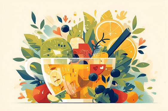 美味的水果插画图片