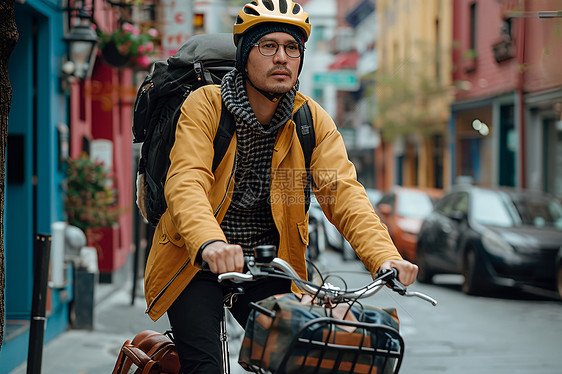 骑自行车的男子图片