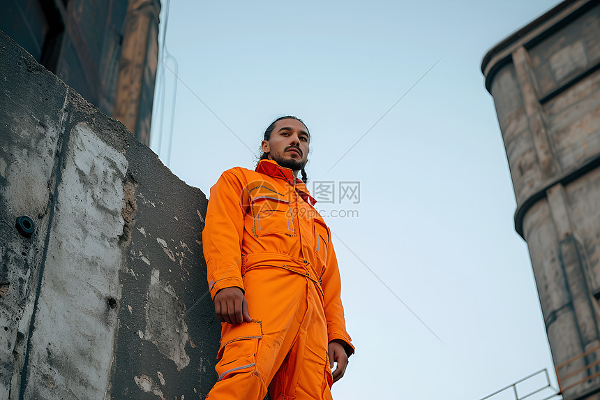 橙色制服男子图片