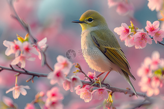 桃花和小鸟图片