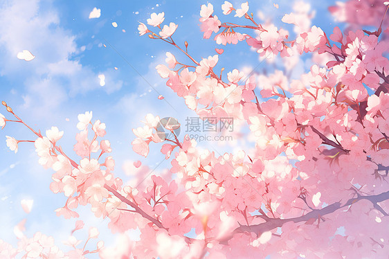 树上盛放的樱花图片