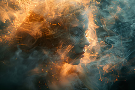 烟雾缭绕的人影图片