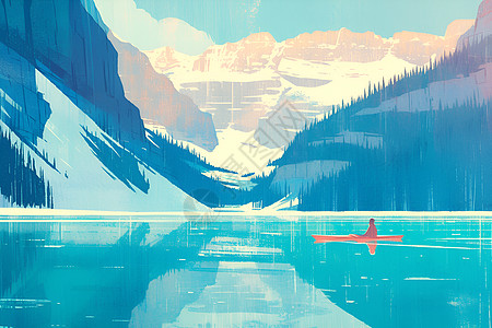 湖泊里的孤独小舟背景图片