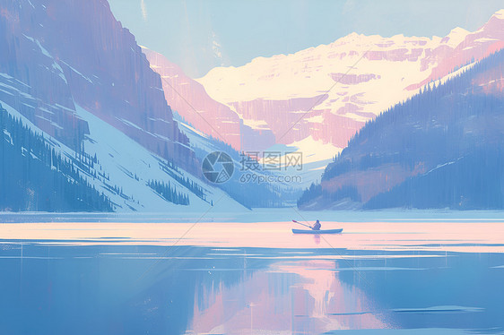 冬日宁静孤独的独木舟图片