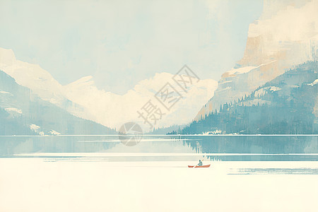 寂静之湖上的孤舟背景图片