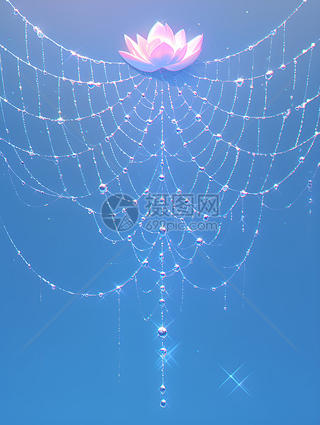 蜘蛛网和花图片