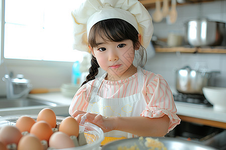 厨房里的小女孩图片