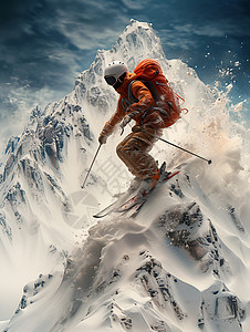 山峰上的滑雪者图片