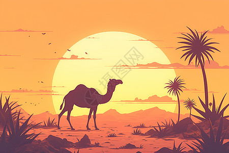 沙漠骆驼插图图片
