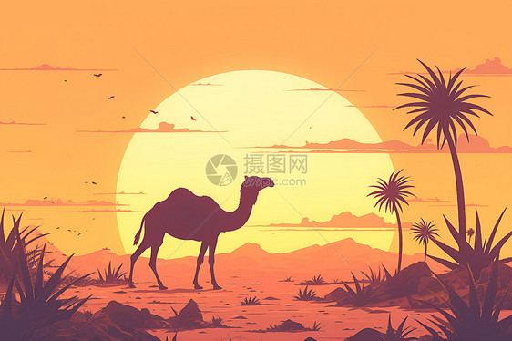 沙漠骆驼插图图片