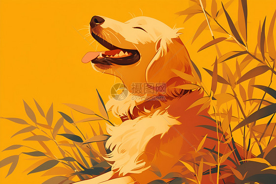 毛茸茸的狗在草地上图片