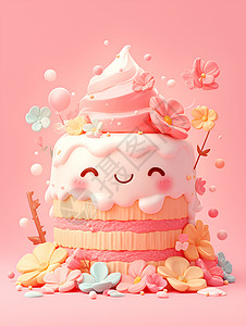 粉色的可爱蛋糕背景图片