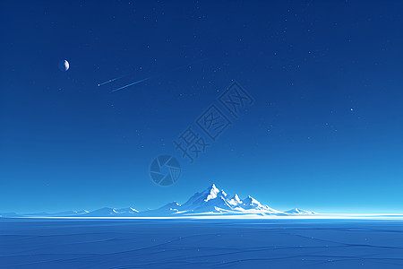 雪山山峰夜空下的雪山插画