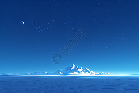 夜空下的雪山图片