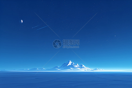 夜空下的雪山图片