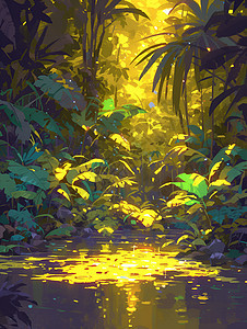 丛林中的小溪图片