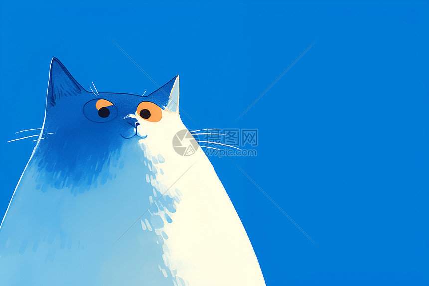 蓝色背景上的卡通猫图片