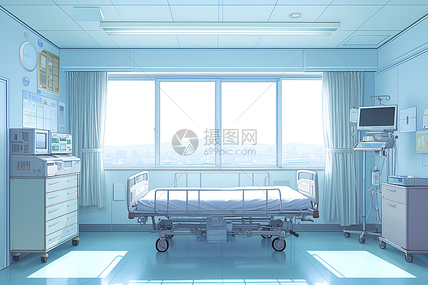 窗宽敞明亮的病房图片