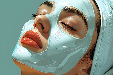 女性面部护肤护理店做着面膜的女人插画