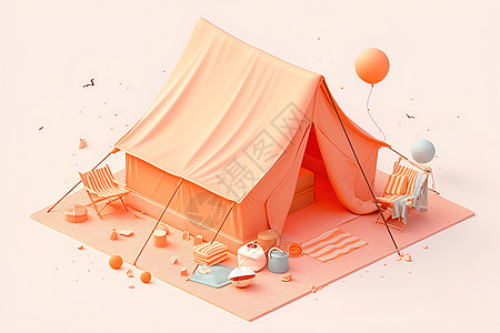 梦幻的粉色帐篷背景图片