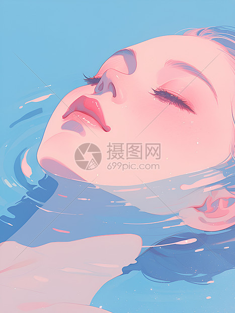 水域中的女子图片