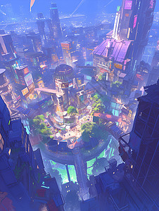 未来城市的奇观高楼背景图片