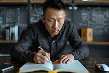 正在写字的男人图片