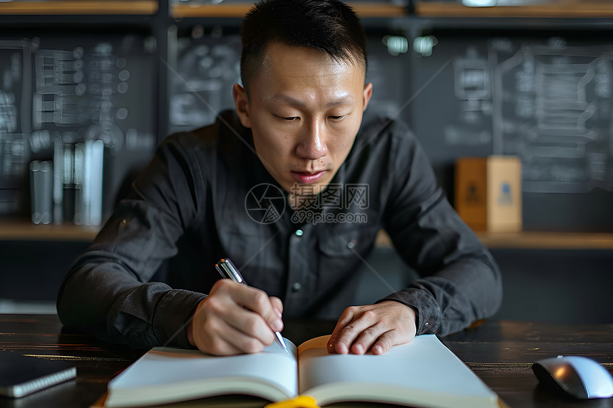 正在写字的男人图片