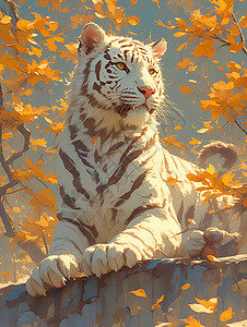 秋林中的白虎高清图片