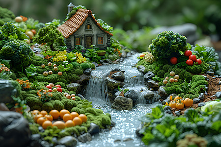蔬果促销蔬菜中的流水设计图片