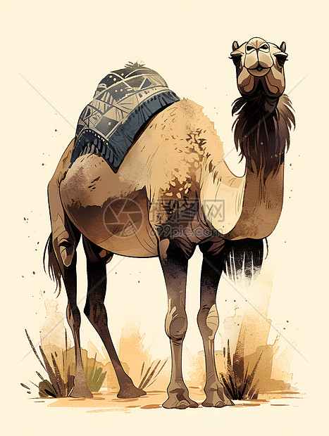 站在沙漠里的骆驼图片