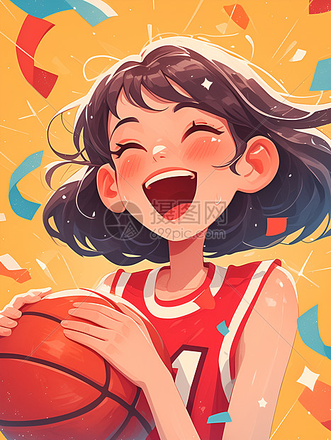 篮球女孩的灿烂笑容图片