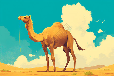 骆驼在沙漠中行走图片