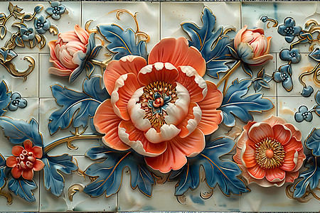 中国传统元素的牡丹花背景图片