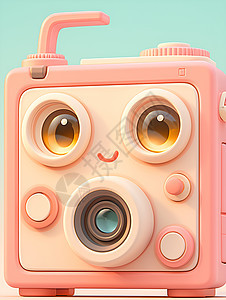 粉色粘土材质相机插画背景图片