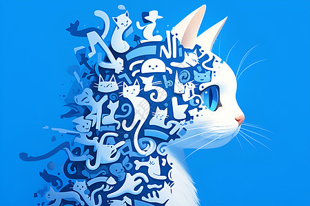抽象猫咪插画图片