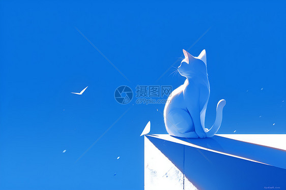 天空背景下的猫咪图片