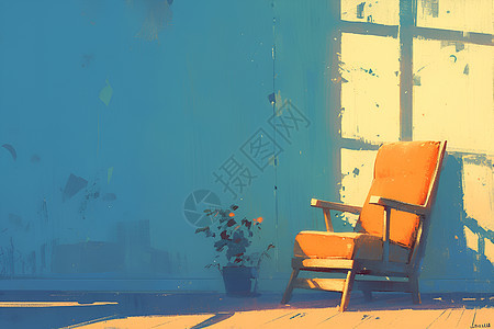 阳光下的木椅子图片