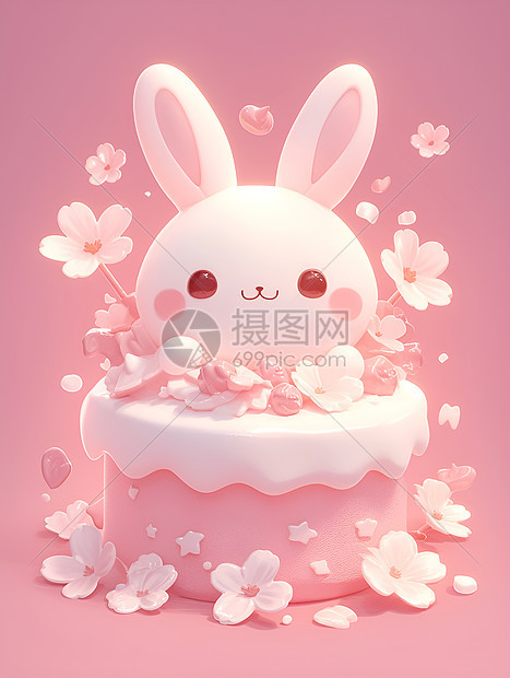 可爱卡通兔子蛋糕图片
