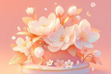 粉色花束插画背景图片