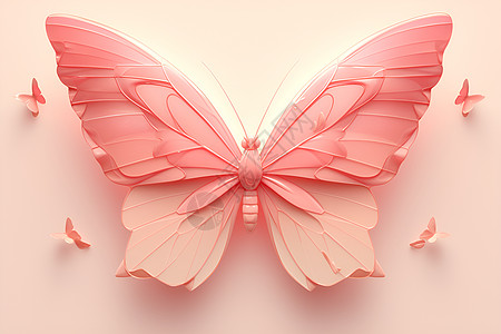 粉色粘土材质制成的蝴蝶图片