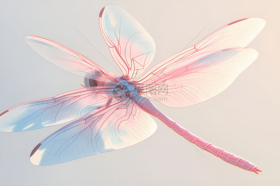 粉色陶土材质的蜻蜓图标图片