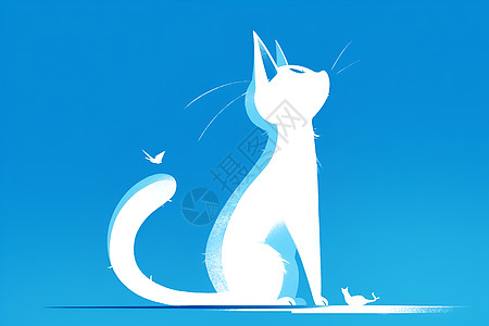 蓝猫的剪影插画背景图片